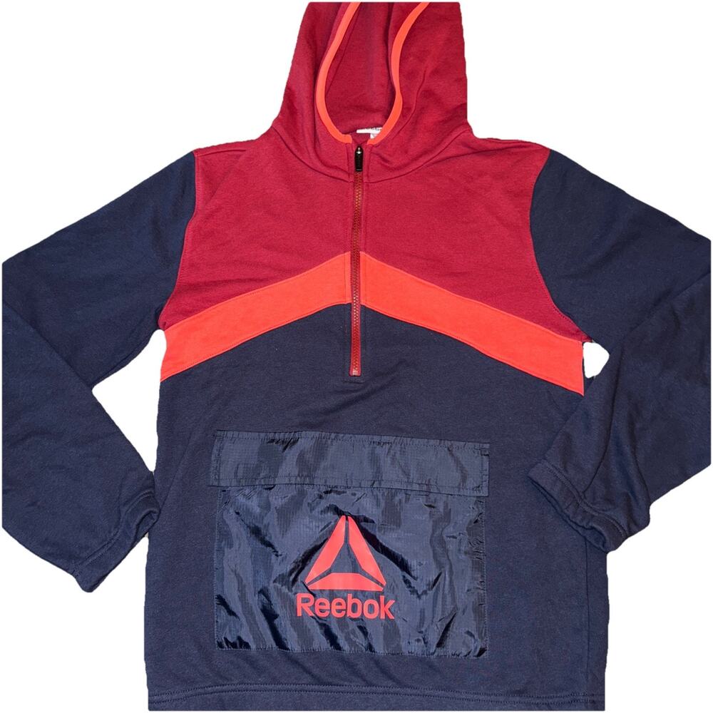 NEW Reebok Youth LS Hooded Jacket 1/4 Zip Front Pocket Size XL (14/16)